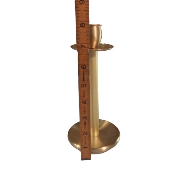 Brass Candle Holders for Standard Taper Candles in Brushed Gold Finish - Picture 6 of 7